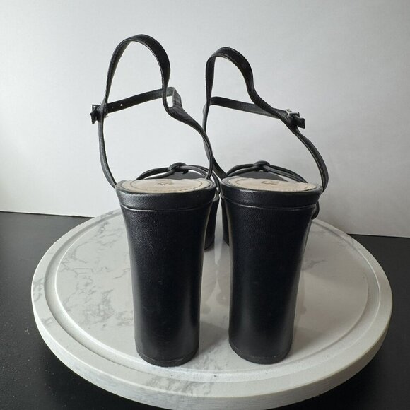 Schutz Kelsie Black Leather Chunky Platform Heels Y2K Sandals Size‎ 9.5B - Picture 5 of 8